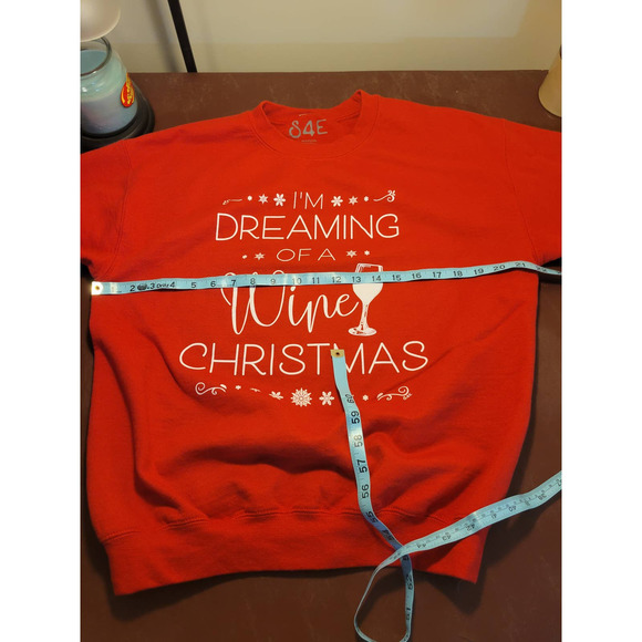 Pullover Sweatshirt S4E Red I'm Dreaming of a Wine Christmas Size Medium - Picture 4 of 8